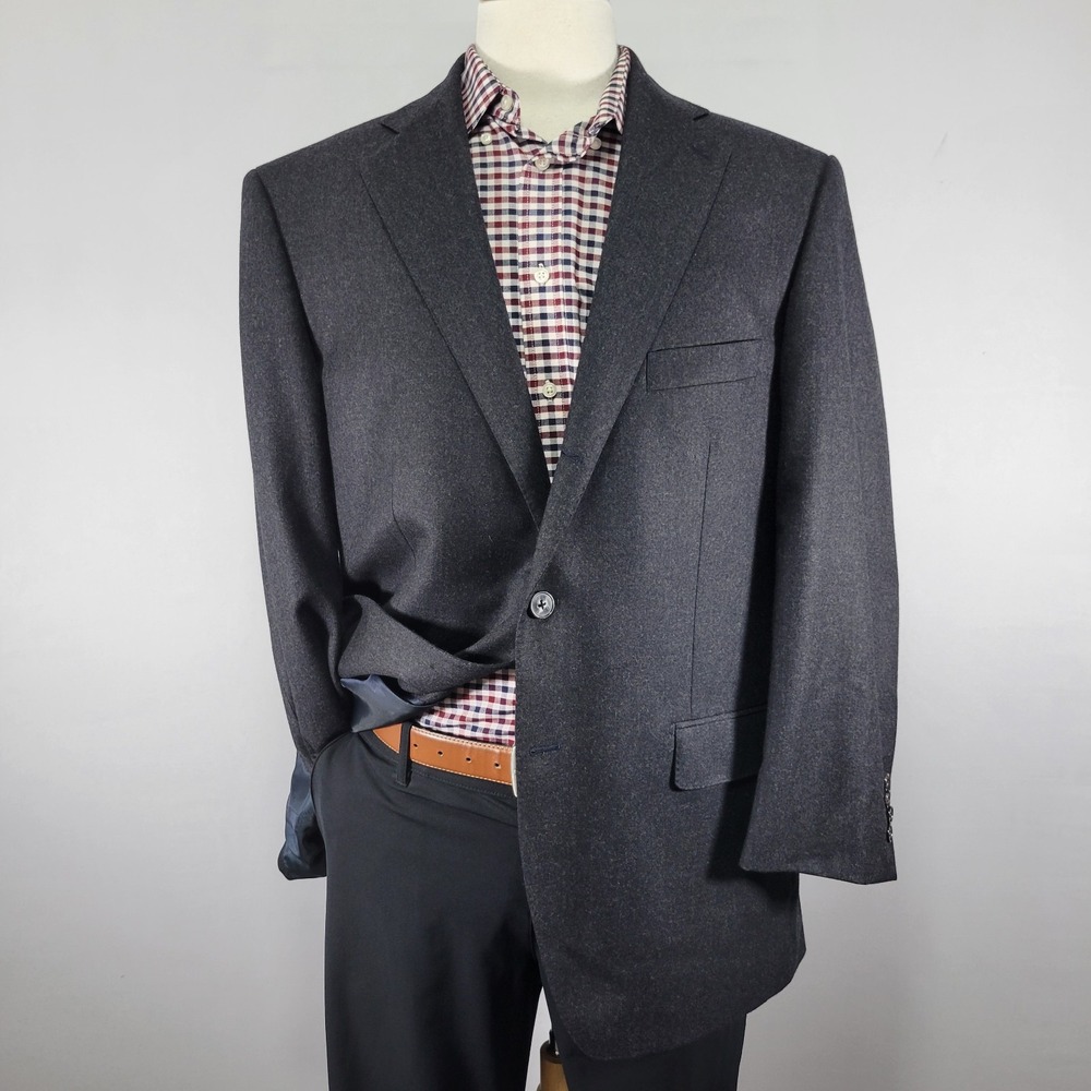 Norton Ditto Vitale Barberis Canonico Men's Sport Coat Flannel Charcaol 120s 46R